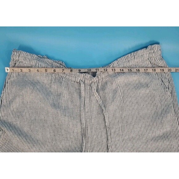Womens Lg Wide Leg Pants Linen Blend Stiped Lightweight Drawsting Beach - Picture 14 of 14